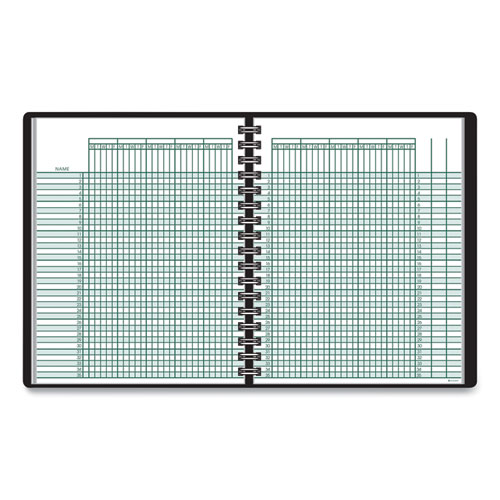 Picture of Undated Class Record Book, Nine to 10 Week Term: Two-Page Spread (35 Students), 10.88 x 8.25, Black Cover
