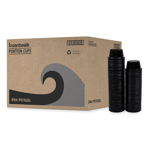 Picture of Souffle/Portion Cups, 2 oz, Polypropylene, Black, 125 Cups/Sleeve, 20 Sleeves/Carton