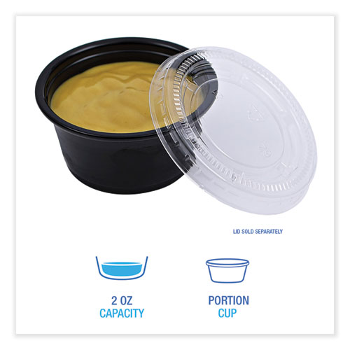 Picture of Souffle/Portion Cups, 2 oz, Polypropylene, Black, 125 Cups/Sleeve, 20 Sleeves/Carton