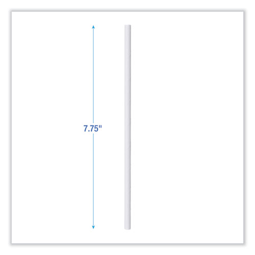 Picture of Individually Wrapped Paper Straws, 7.75" x 0.25", White, 3,200/Carton