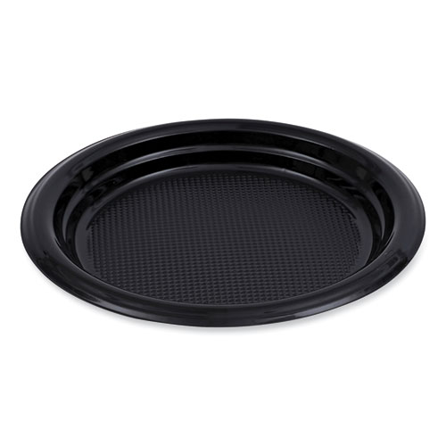 Picture of Hi-Impact Plastic Dinnerware, Plate, 6" dia, Black, 1,000/Carton