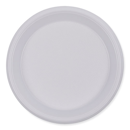 Picture of Hi-Impact Plastic Dinnerware, Plate, 10" dia, White, 500/Carton