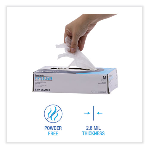 Picture of General Purpose Vinyl Gloves, Powder/Latex-Free, 2.6 mil, Medium, Clear, 100/Box