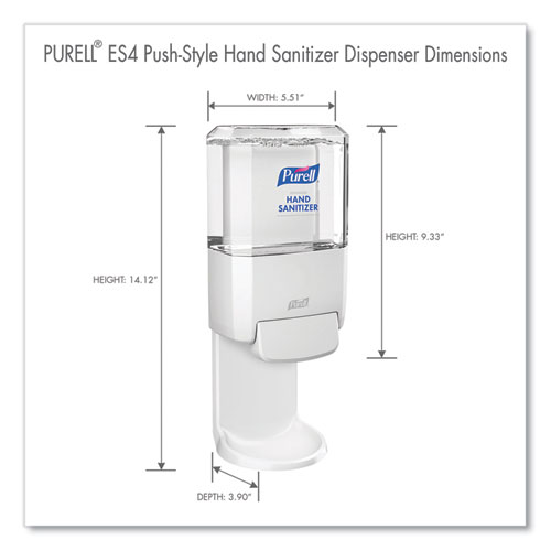 Picture of Push-Style Hand Sanitizer Dispenser, 1,200 mL, 5.25 x 8.56 x 12.13, White