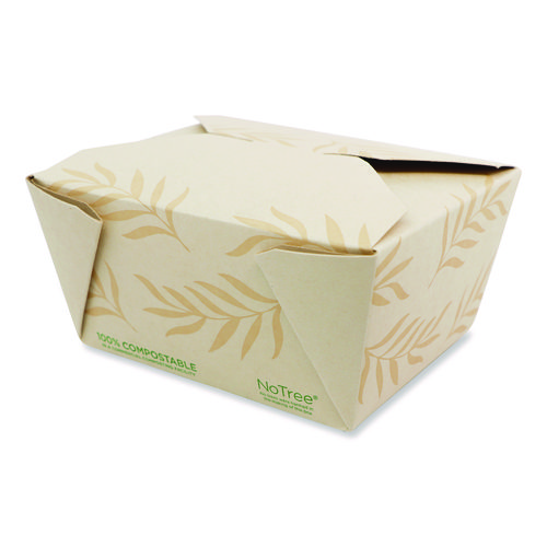 Picture of No Tree Folded Takeout Containers, 26 oz, 4.2 x 5.2 x 2.5, Natural, Sugarcane, 450/Carton