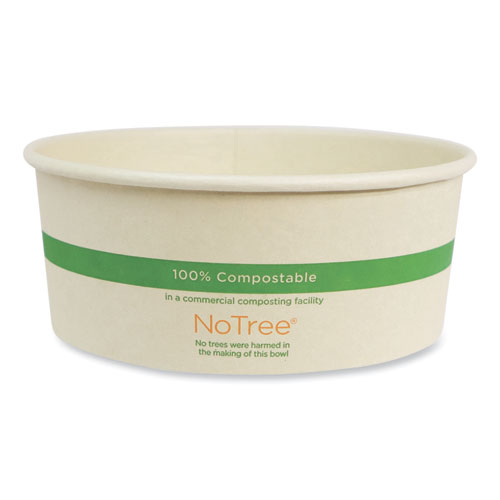 Picture of No Tree Wide Paper Bowls, 24 oz, 5.9" Diameter x 2.4"h, Natural, Sugarcane, 300/Carton