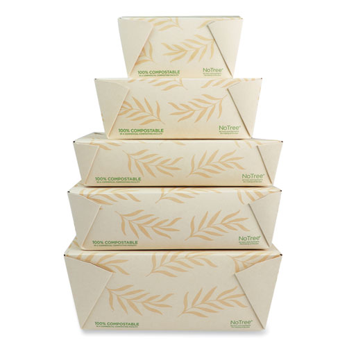 Picture of No Tree Folded Takeout Containers, 95 oz, 6.5 x 8.7 x 3.5, Natural, Sugarcane, 160/Carton