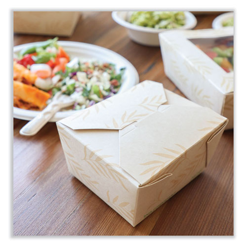 Picture of No Tree Folded Takeout Containers, 26 oz, 4.2 x 5.2 x 2.5, Natural, Sugarcane, 450/Carton