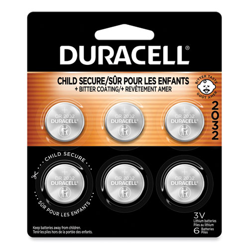 Picture of Lithium Coin Batteries With Bitterant, 2032, 6/Pack