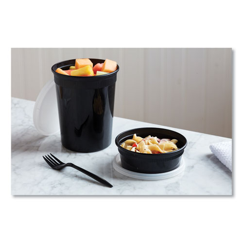 Picture of Newspring DELItainer Microwavable Container, 8 oz, 4.55 x 4.55 x 1.8, Black/Clear, Plastic, 240/Carton