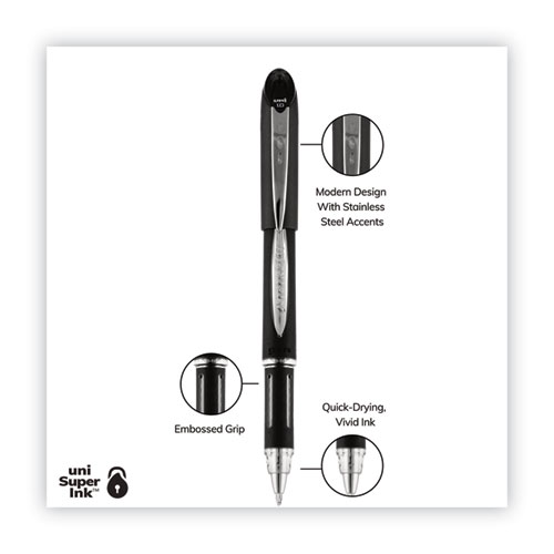 Picture of Jetstream Stick Hybrid Gel Pen, Bold 1 mm, Black Ink, Black/Silver Barrel