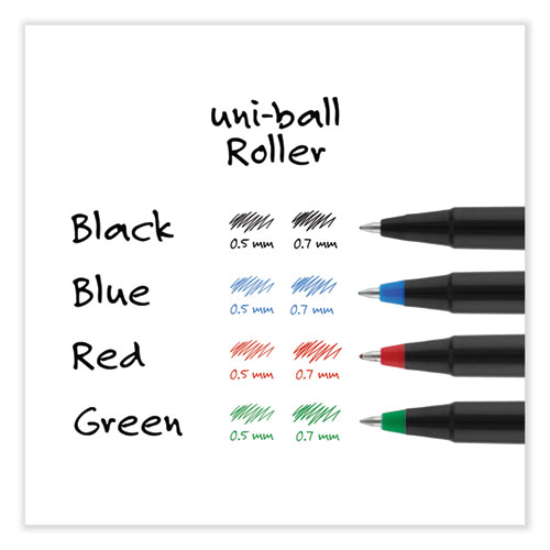 Picture of Roller Ball Pen, Stick, Extra-Fine 0.5 mm, Black Ink, Black Matte Barrel, Dozen