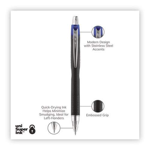 Picture of Jetstream Retractable Hybrid Gel Pen, Bold 1 mm, Blue Ink, Black/Silver/Blue Barrel