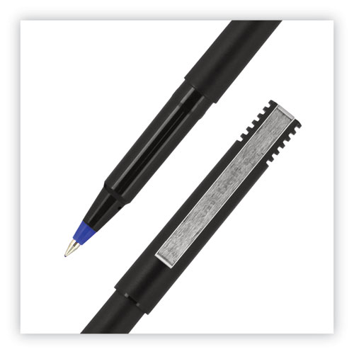 Picture of Roller Ball Pen, Stick, Extra-Fine 0.5 mm, Blue Ink, Black/Blue Barrel, 72/Pack