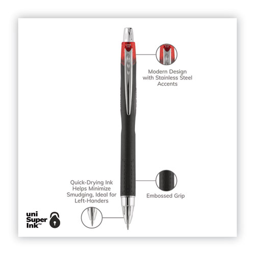 Picture of Jetstream Retractable Hybrid Gel Pen, Bold 1 mm, Red Ink, Black/Silver/Red Barrel