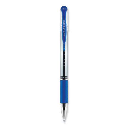 Picture of Signo GRIP Gel Pen, Stick, Medium 0.7 mm, Blue Ink, Clear/Blue/Silver Barrel, Dozen