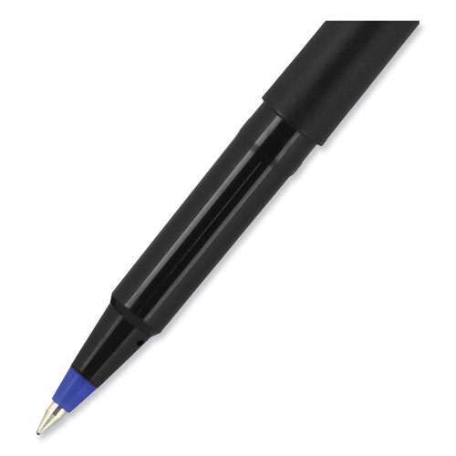 Picture of Roller Ball Pen, Stick, Extra-Fine 0.5 mm, Blue Ink, Black/Blue Barrel, Dozen