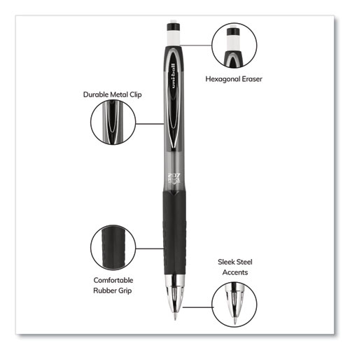 Picture of 207 Mechanical Pencils with Tube of Lead/Erasers, 0.7 mm, HB (#2), Black Lead, Assorted Barrel Colors, 3 Pencils/Set