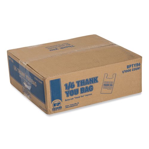 Picture of Thank You Bags, Thank You - Have a Nice Day Labeling, Cut-Out Handles, 11.5" x 6.5" x 21", White/Red, 1,000/Carton
