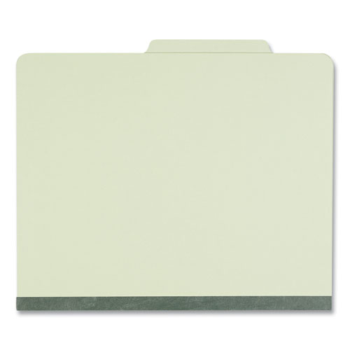 Picture of Four-Section Pressboard Classification Folders, 2" Expansion, 1 Divider, 4 Fasteners, Letter Size, Green Exterior, 10/Box