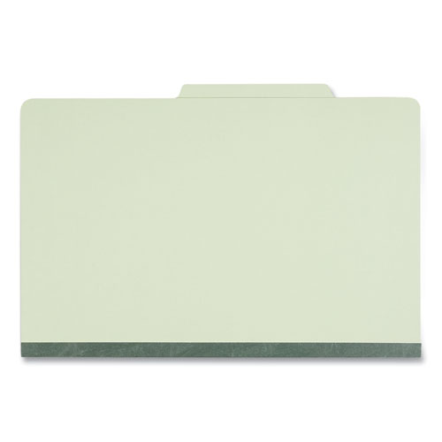 Picture of Four-Section Pressboard Classification Folders, 2" Expansion, 1 Divider, 4 Fasteners, Legal Size, Green Exterior, 10/Box