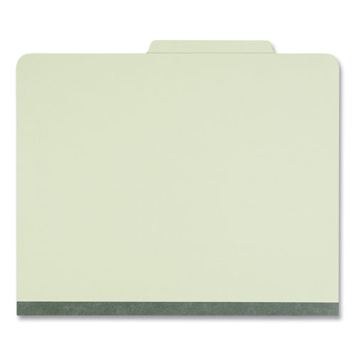 Picture of Six-Section Pressboard Classification Folders, 2" Expansion, 2 Dividers, 6 Fasteners, Letter Size, Green Exterior, 10/Box