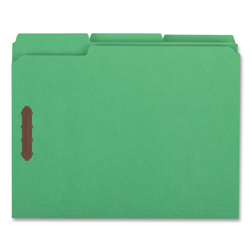 Picture of Deluxe Reinforced Top Tab Fastener Folders, 0.75" Expansion, 2 Fasteners, Letter Size, Green Exterior, 50/Box