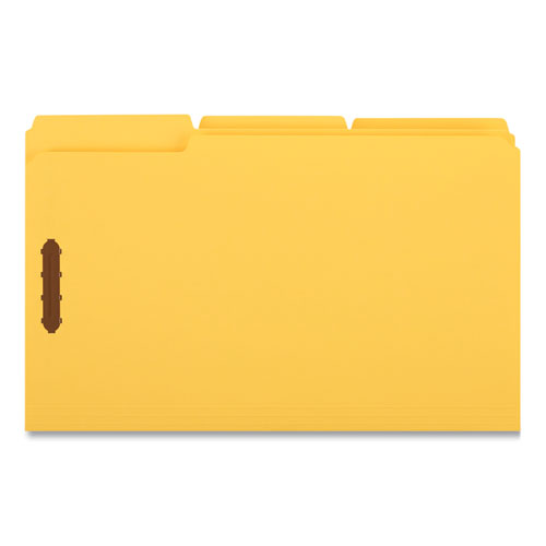 Picture of Deluxe Reinforced Top Tab Fastener Folders, 0.75" Expansion, 2 Fasteners, Legal Size, Yellow Exterior, 50/Box