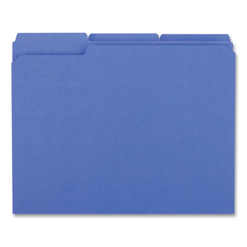 Picture of Reinforced Top-Tab File Folders, 1/3-Cut Tabs: Assorted, Letter Size, 1" Expansion, Blue, 100/Box