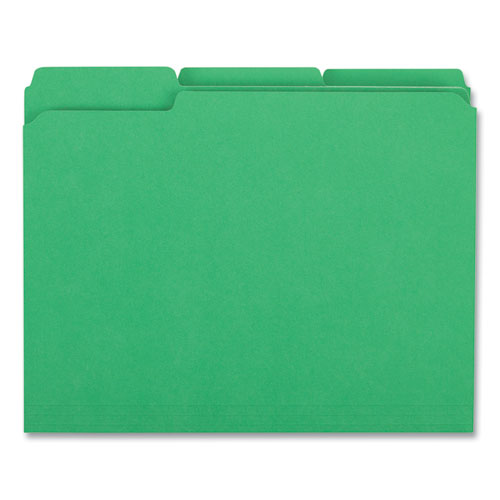 Picture of Reinforced Top-Tab File Folders, 1/3-Cut Tabs: Assorted, Letter Size, 1" Expansion, Green, 100/Box