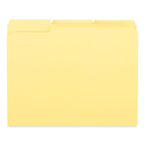 Picture of Reinforced Top-Tab File Folders, 1/3-Cut Tabs: Assorted, Letter Size, 1" Expansion, Yellow, 100/Box