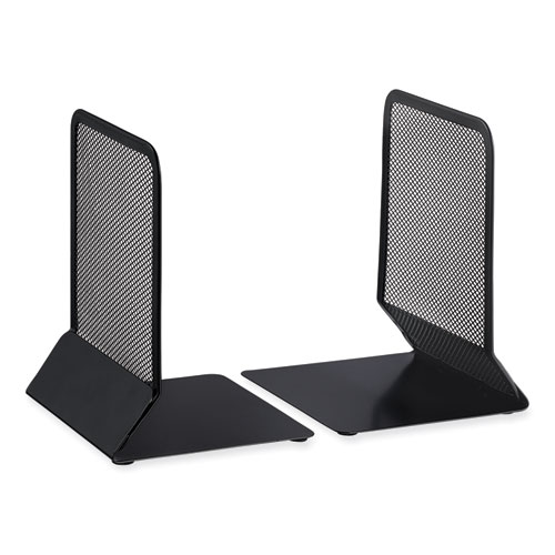 Picture of Metal Mesh Bookends, Nonskid, 5.38 x 5.38 x 6.75, Black, 1 Pair