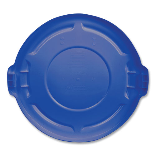 Picture of BRUTE Self-Draining Flat Top Lids for 32 gal Round BRUTE Containers, 22.25" Diameter, Blue
