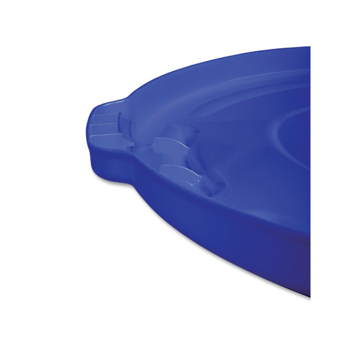 Picture of BRUTE Self-Draining Flat Top Lids for 32 gal Round BRUTE Containers, 22.25" Diameter, Blue