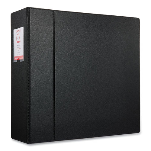 Picture of Deluxe Non-View D-Ring Binder with Label Holder, 3 Rings, 4" Capacity, 11 x 8.5, Black