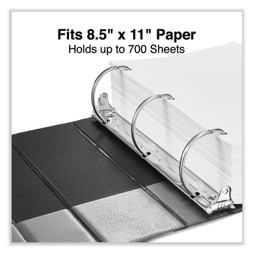 Picture of Deluxe Non-View D-Ring Binder with Label Holder, 3 Rings, 4" Capacity, 11 x 8.5, Black