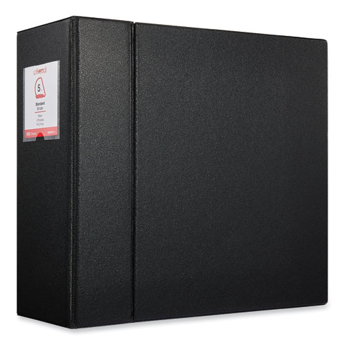 Picture of Deluxe Non-View D-Ring Binder with Label Holder, 3 Rings, 5" Capacity, 11 x 8.5, Black