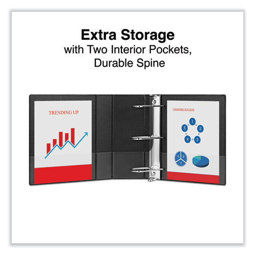 Picture of Deluxe Non-View D-Ring Binder with Label Holder, 3 Rings, 5" Capacity, 11 x 8.5, Black