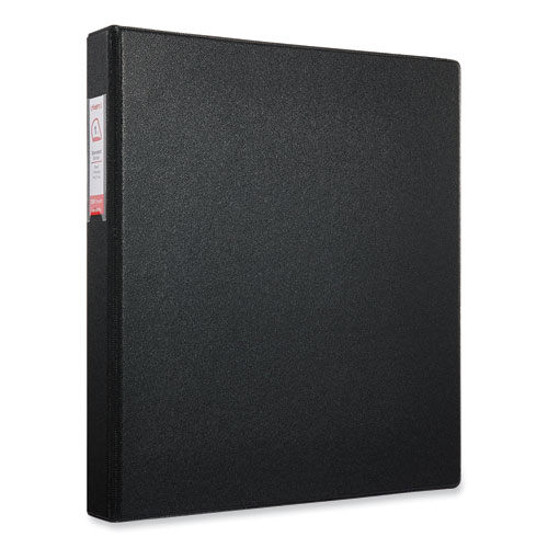 Picture of Deluxe Non-View D-Ring Binder with Label Holder, 3 Rings, 1" Capacity, 11 x 8.5, Black