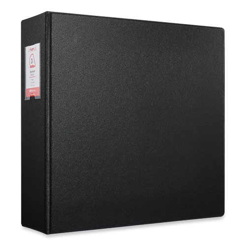 Picture of Deluxe Non-View D-Ring Binder with Label Holder, 3 Rings, 3" Capacity, 11 x 8.5, Black