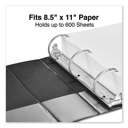 Picture of Deluxe Non-View D-Ring Binder with Label Holder, 3 Rings, 3" Capacity, 11 x 8.5, Black