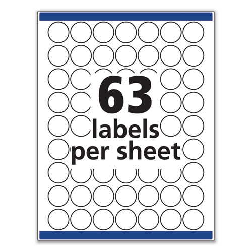 Picture of Removable Multi-Use Labels, Inkjet/Laser Printers, 1" dia, White, 63/Sheet, 15 Sheets/Pack