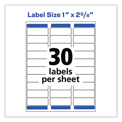 Picture of Removable Multi-Use Labels, Inkjet/Laser Printers, 1 x 2.63, White, 30/Sheet, 25 Sheets/Pack