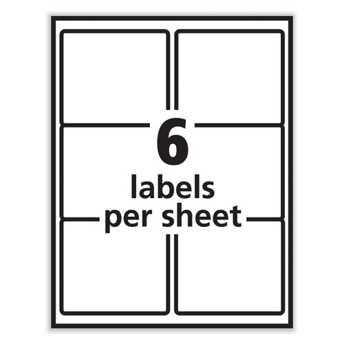 Picture of Labels, Laser Printers, 3.33 x 4, White, 6/Sheet, 100 Sheets/Box