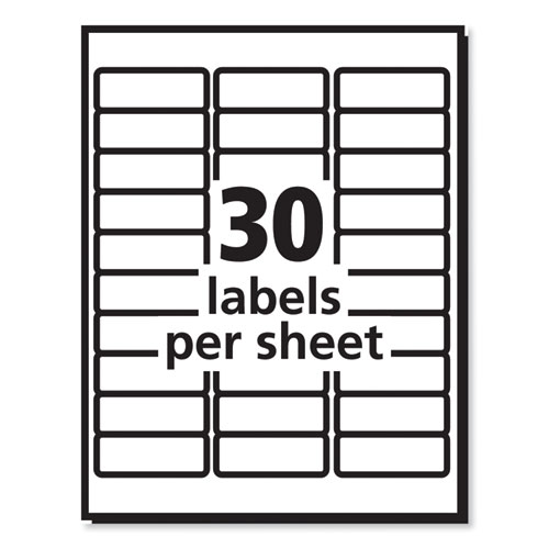 Picture of Labels, Laser Printers, 1 x 2.63, White, 30/Sheet, 250 Sheets/Box