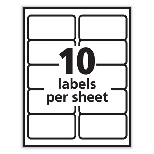 Picture of Labels, Laser Printers, 2 x 4, White, 10/Sheet, 250 Sheets/Box