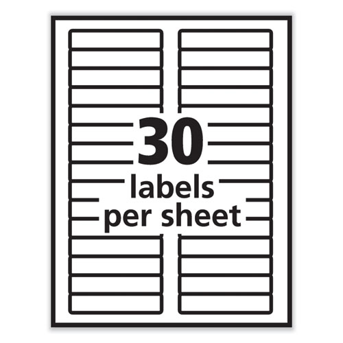 Picture of Labels, 0.66 x 3.44, White, 30/Sheet, 50 Sheets/Box