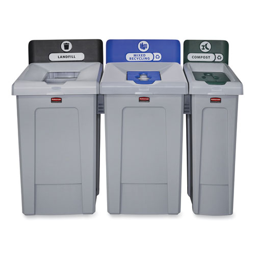 Picture of Slim Jim Recycling Station 1-Stream, Mixed Recycling Station, 33 gal, Resin, Gray