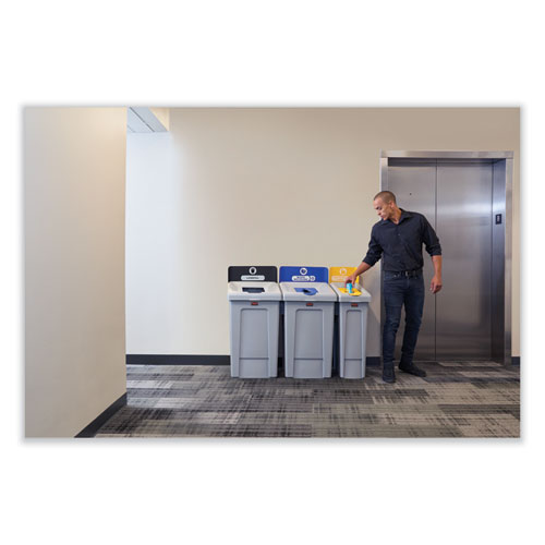 Picture of Slim Jim Recycling Station 1-Stream, Mixed Recycling Station, 33 gal, Resin, Gray