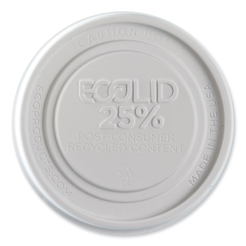 Picture of Evolution World EcoLid 25% Recycled Food Container Lid, Fits 12 to 32 oz Containers, White, Plastic, 500/Carton